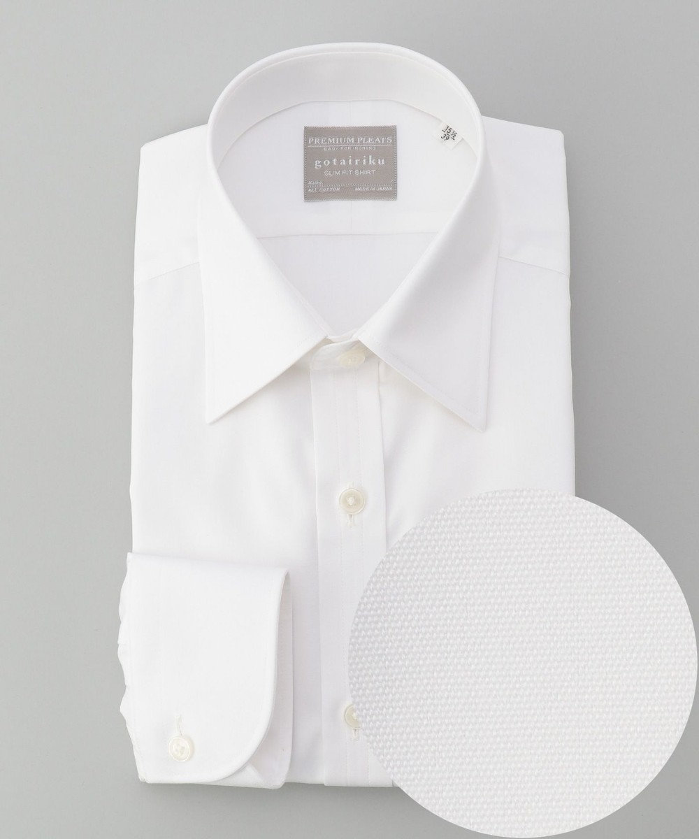 GOTAIRIKU 【形態安定】【SLIMFIT】PREMIUMPLEATS ドレスシャツ ホワイト系