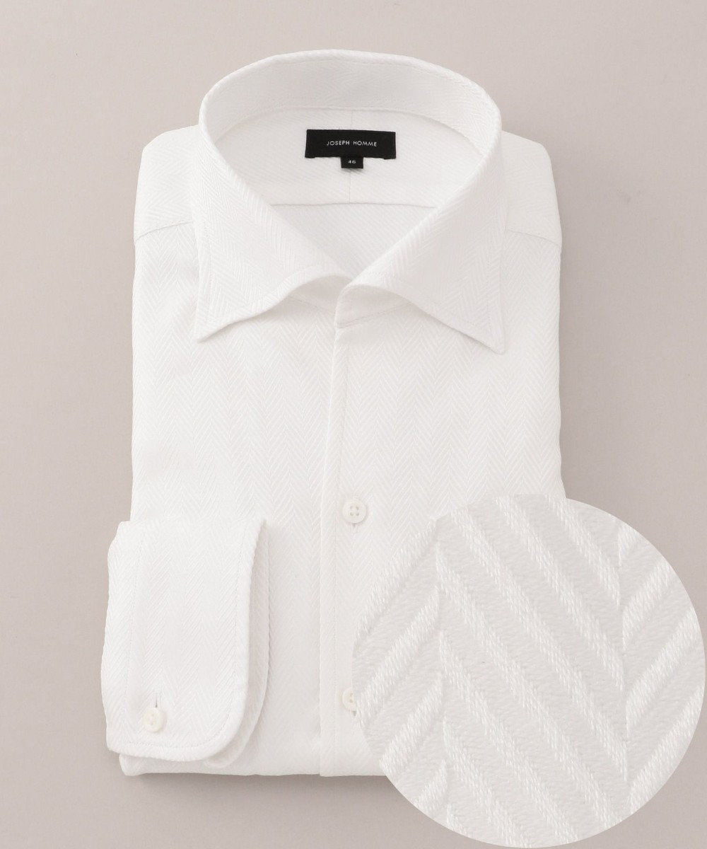 JOSEPH HOMME 【DRESS】twill herringbone crazy ITALIAN-collar SHIRT ドレスシャツ ホワイト系
