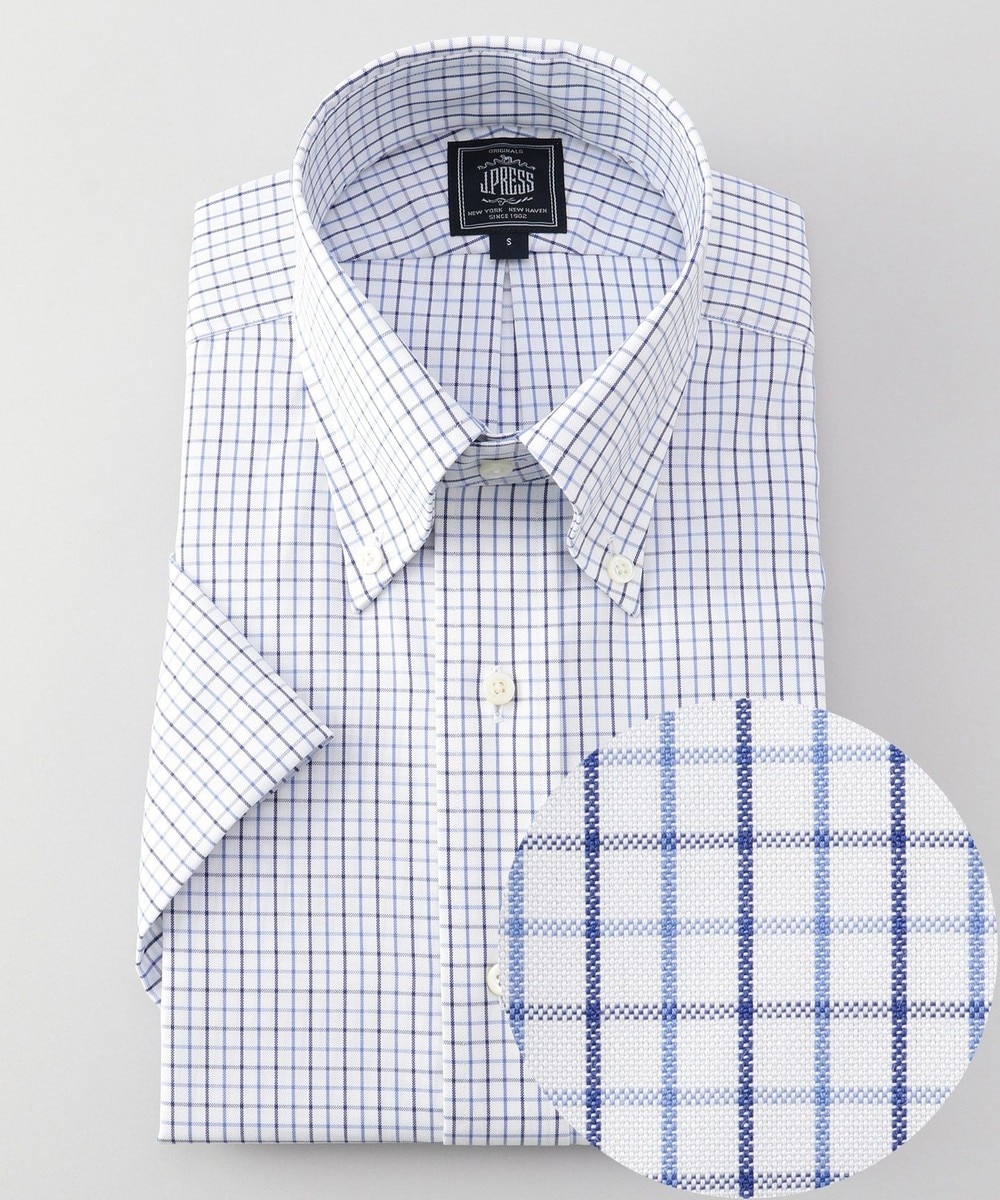 【オンワード】 J.PRESS MEN>スーツ/ネクタイ 【PREMIUM PLEATS/ 形態安定】タッターソールチェック半袖シャツ/ B.D. ネイビー M メンズ 【送料無料】