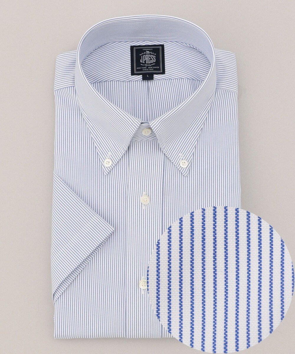 【オンワード】 J.PRESS MEN>スーツ/ネクタイ 【形態安定】PREMIUM PLEATS / マイクロストライプ半袖 シャツ ネイビー M メンズ 【送料無料】