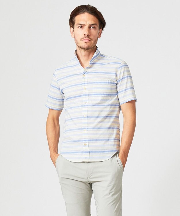 JOSEPH ABBOUD マルチボーダー シャツ イエロー系2