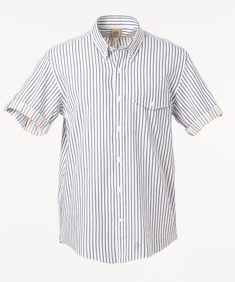 【オンワード】 J.PRESS MEN>トップス ダブルチューブロールアップ マルチチェック ストライプ シャツ ベージュ M メンズ 【送料無料】