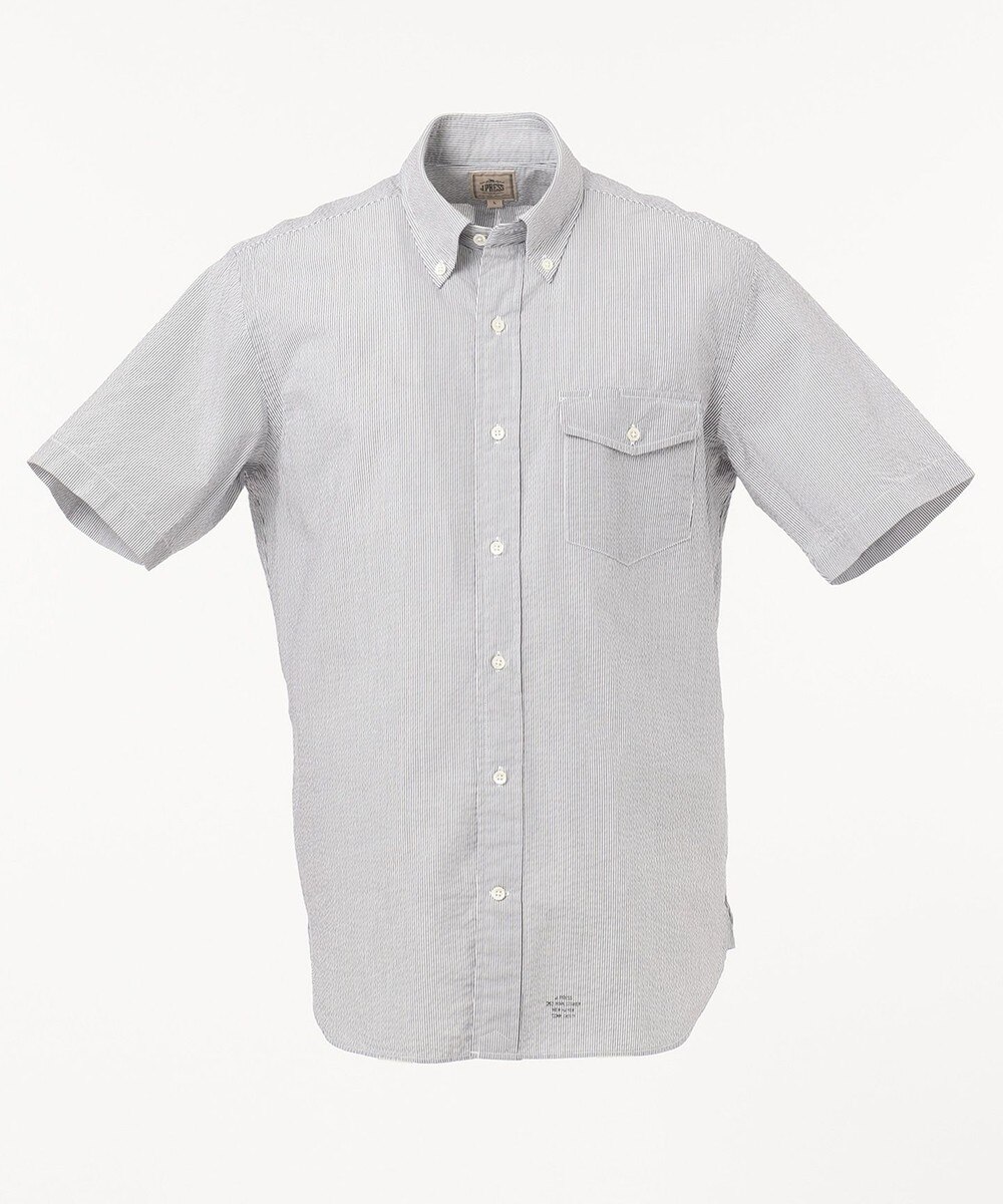 【オンワード】 J.PRESS MEN>トップス 【一部店舗・WEB限定】サッカーストライプ シャツ サックスブルー L メンズ 【送料無料】