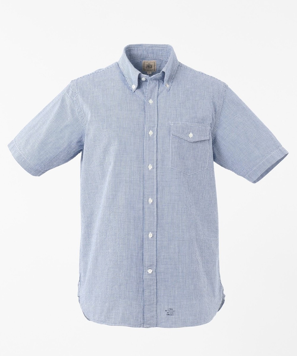 【オンワード】 J.PRESS MEN>トップス 【一部店舗・WEB限定】サッカーギンガム シャツ ブルー M メンズ 【送料無料】
