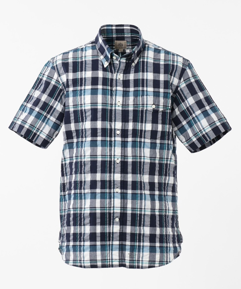 【オンワード】 J.PRESS MEN>トップス 【一部店舗・WEB限定】マドラスチェック シャツ ネイビー L メンズ 【送料無料】