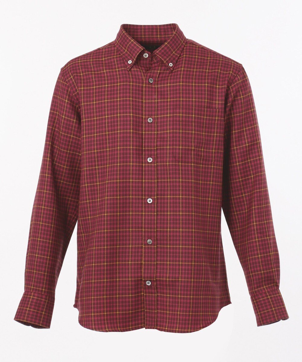 【オンワード】 DAKS>トップス 【家庭洗濯可】ウールシーズンチェック シャツ ワイン M メンズ 【送料無料】