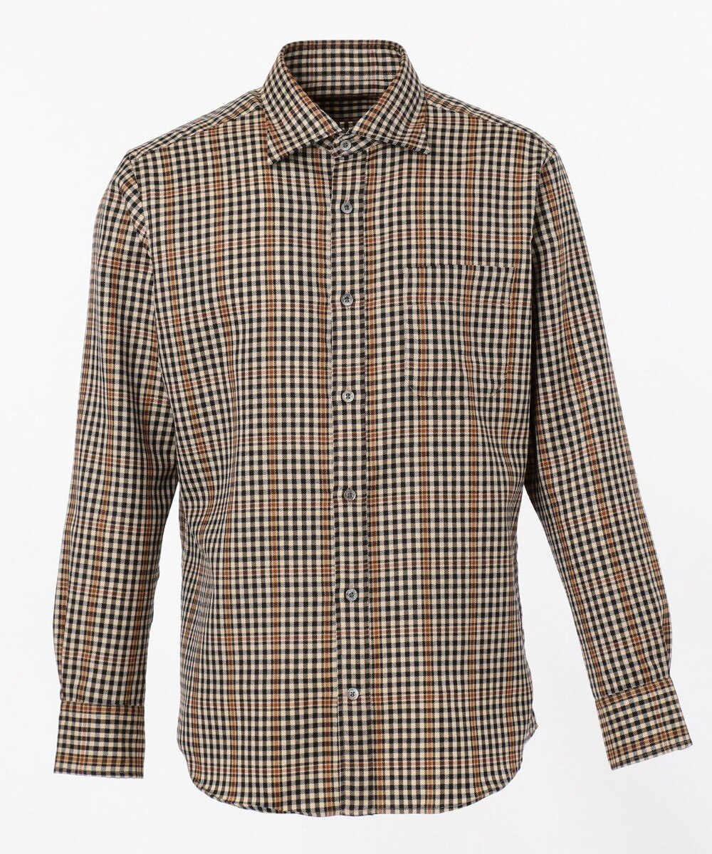 【オンワード】 DAKS>トップス 【家庭洗濯可】ウールミレニアムチェック シャツ ベージュ M メンズ 【送料無料】