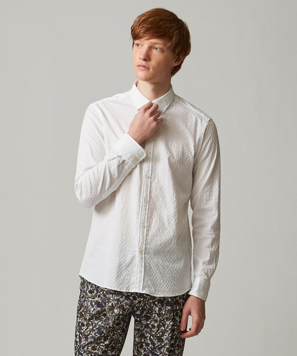 【オンワード】 JOSEPH MEN>トップス 【テレワークに最適】REGULAR COLLAR / アロージャガード シャツ ホワイト 44 メンズ 【送料無料】