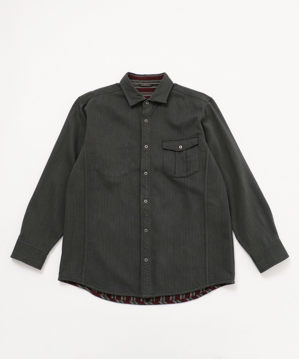 【オンワード】 JOSEPH ABBOUD>トップス 【キングサイズ・1枚で2スタイリング】リバーシブルストライプ シャツ グレー 2L メンズ 【送料無料】