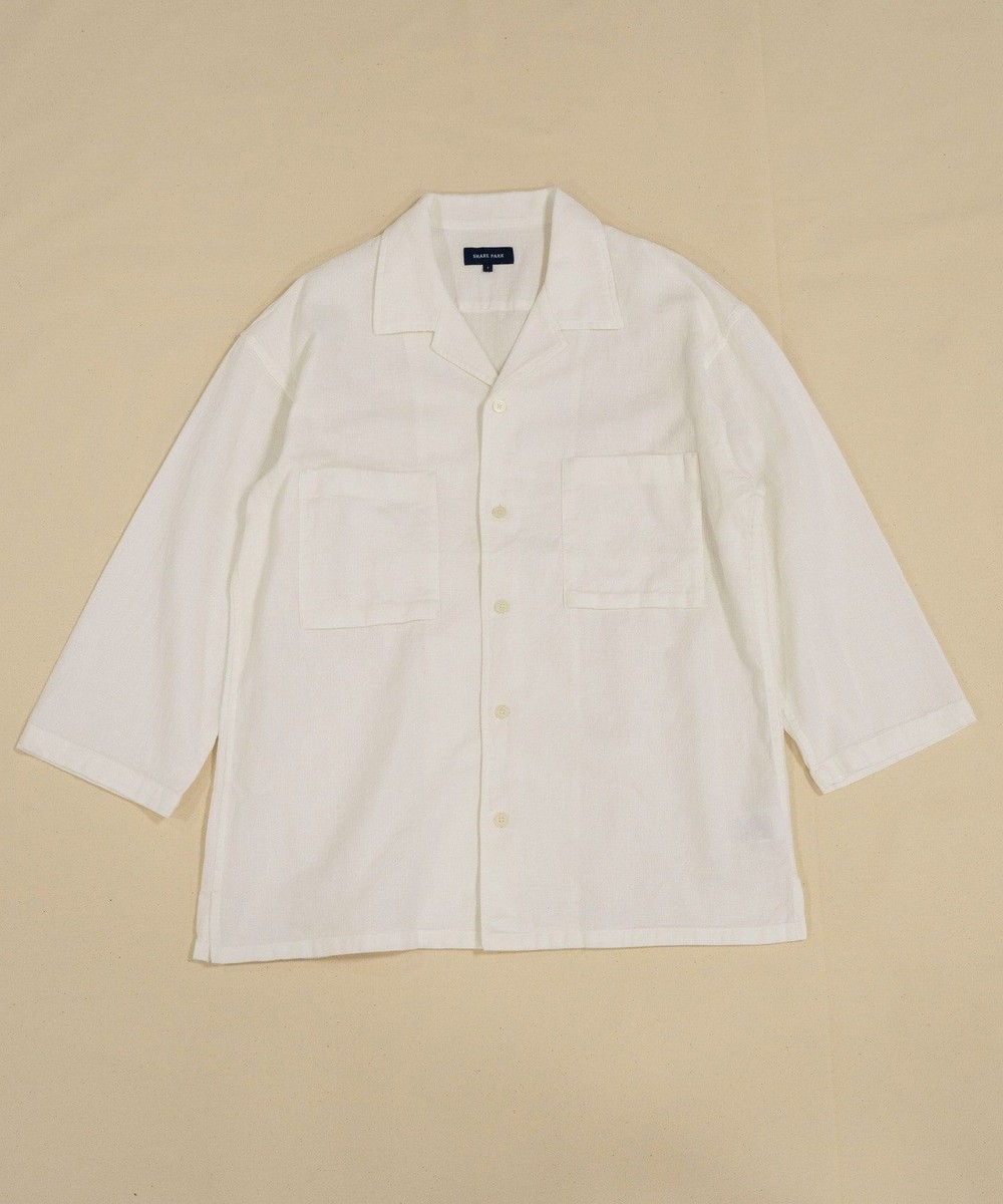 【オンワード】 SHARE PARK MENS>トップス 綿麻パナマ8分袖オープンカラーシャツ ベージュ 2 メンズ 【送料無料】