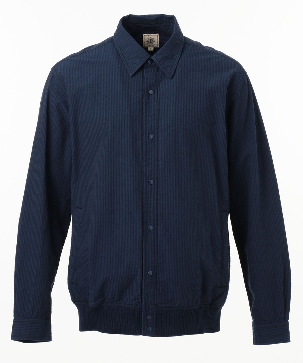 【オンワード】 J.PRESS MEN>トップス ヘムリブ サッカーストライプシャツブルゾン ネイビー M メンズ 【送料無料】