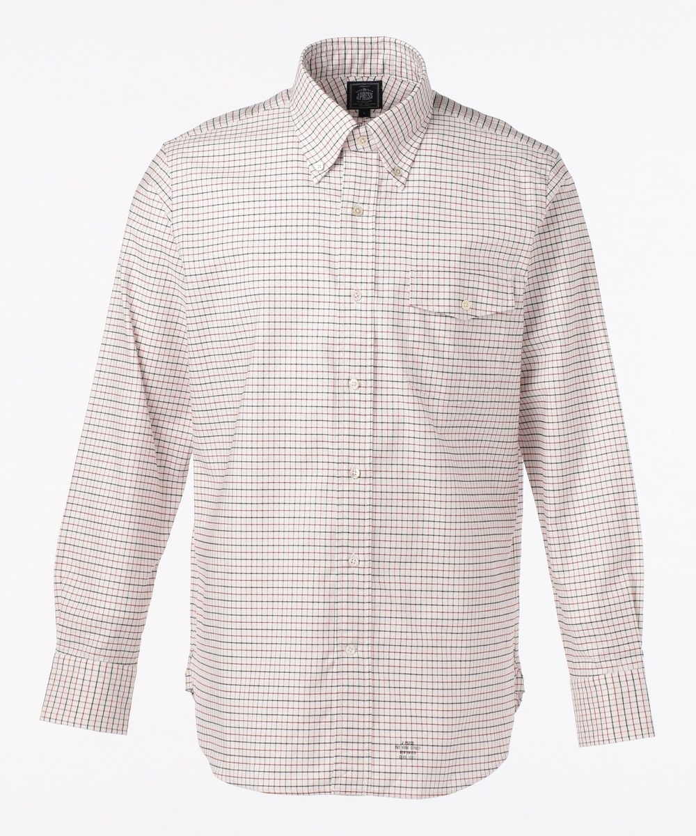 【オンワード】 J.PRESS MEN>トップス 【J.PRESS BASIC】タッターソール シャツ / ボタンダウン レッド L メンズ 【送料無料】