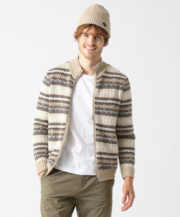 JOSEPH ABBOUD MOUNTAIN メリノウールニット キャップ ベージュ系