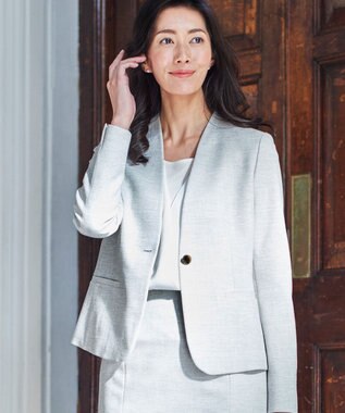 店頭売れ筋】Silk Nep Tweed ノーカラージャケット / ICB L 