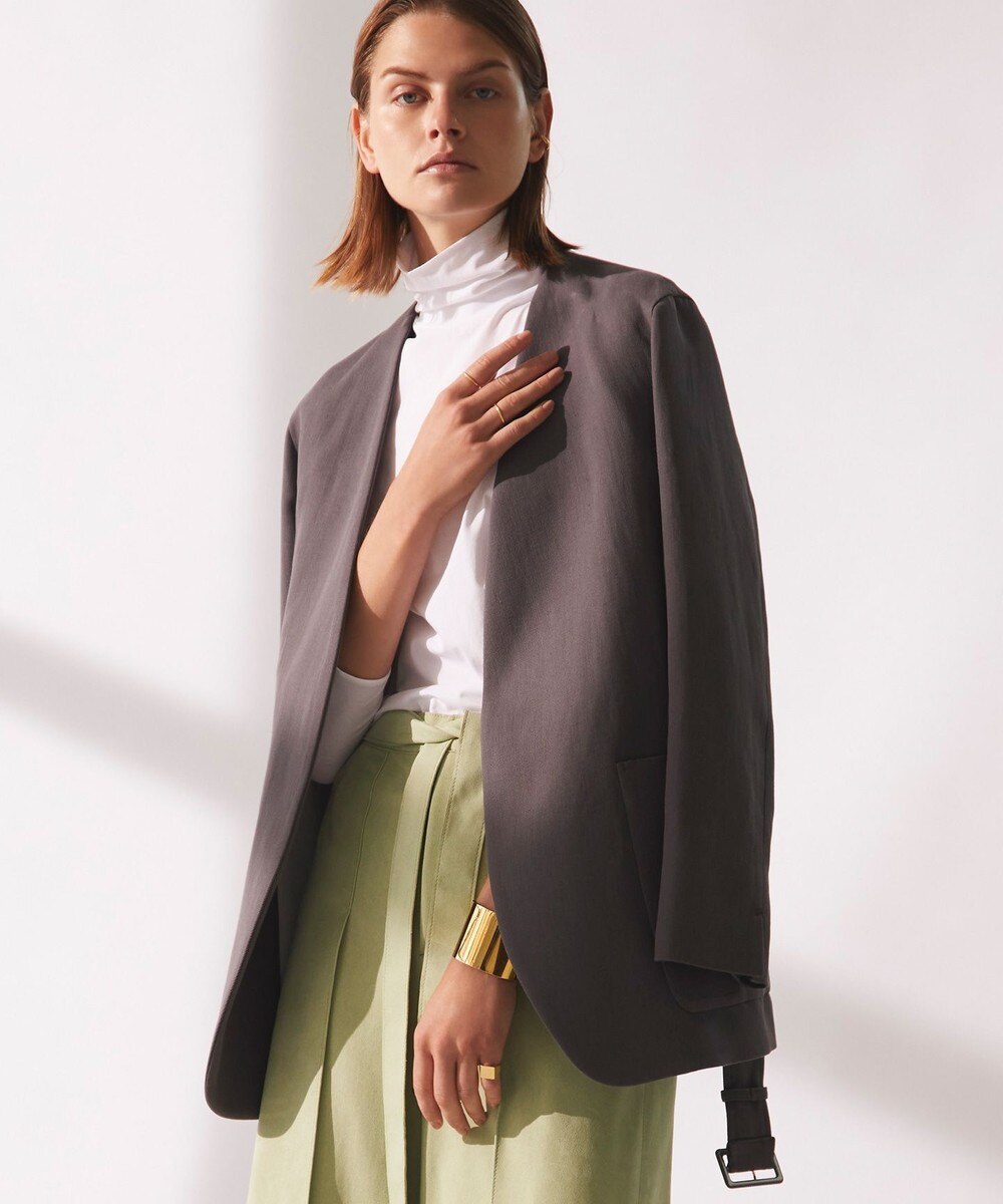 【オンワード】 BEIGE,>ジャケット/アウター ROUEN / ノーカラージャケット Camel x Off White 4 レディース 【送料無料】