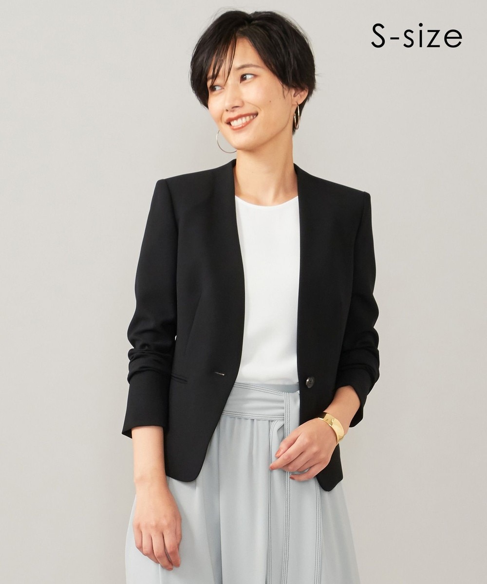 【オンワード】 BEIGE,>ジャケット/アウター 【S-size】ZENNOR / ノーカラージャケット Black 32 レディース 【送料無料】