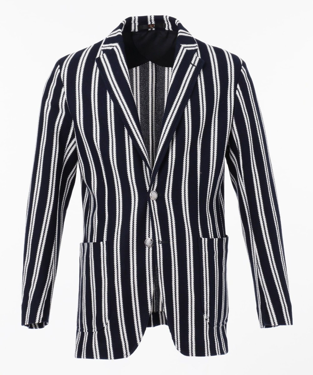 【オンワード】 DAKS>ジャケット/アウター ジャージーストライプ ジャケット ホワイト M メンズ 【送料無料】