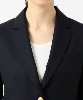 J.PRESS LADIES ウールシルクオックスシングル テーラードジャケット ネイビー系