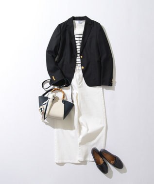 J.PRESS LADIES ウールシルクオックスシングル テーラードジャケット ネイビー系