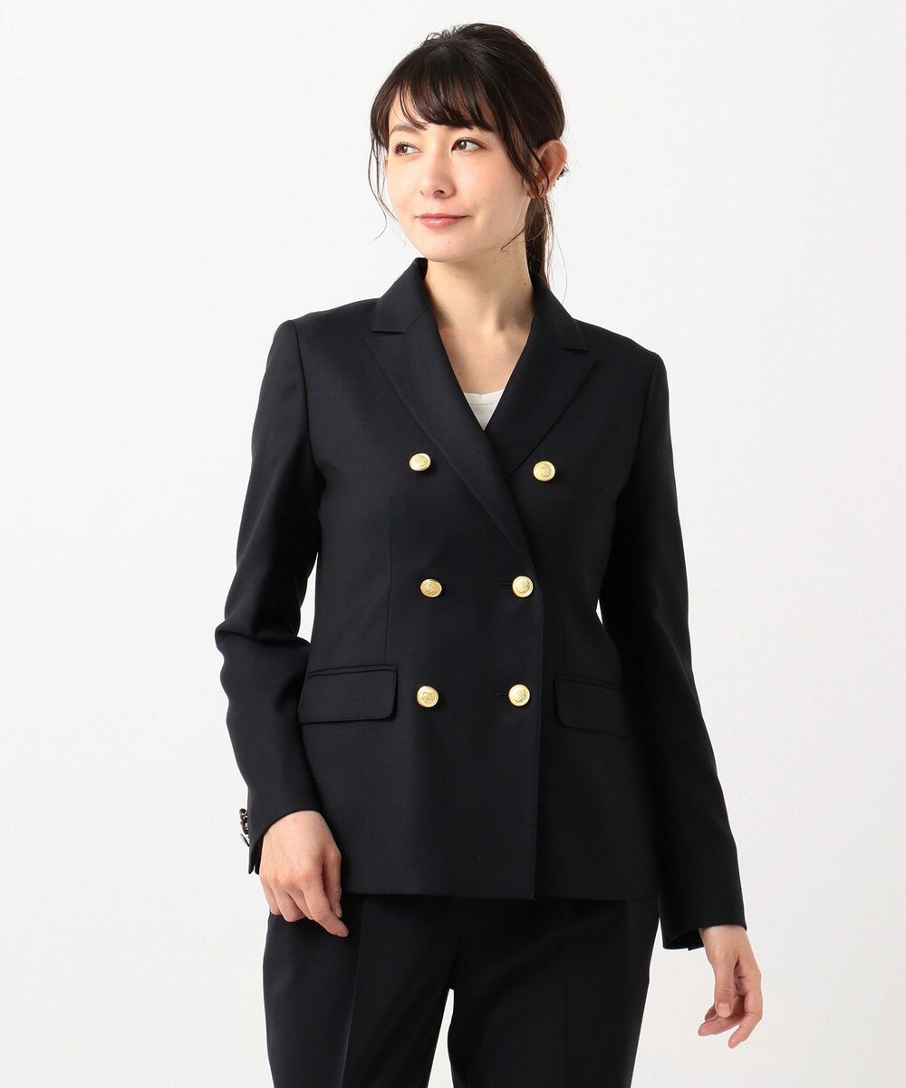 【オンワード】 J.PRESS LADIES L>ジャケット/アウター ウールシルクオックスダブル テーラードジャケット ネイビー T13 レディース 【送料無料】