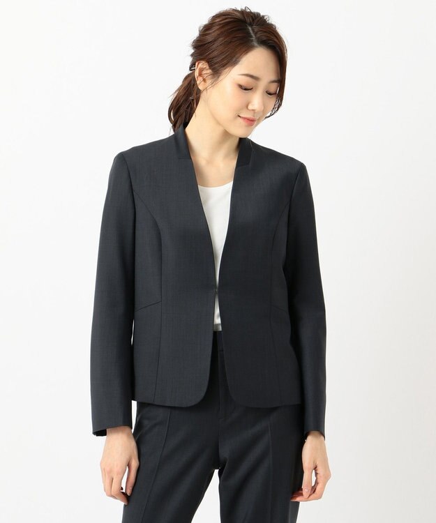 J.PRESS LADIES L 【スーツ】BAHARIYE ノーカラー ジャケット ネイビー系