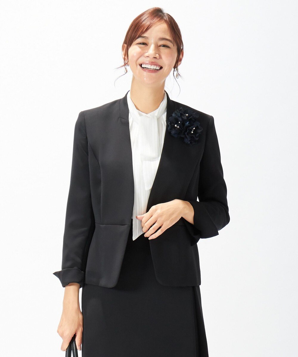 【オンワード】 J.PRESS LADIES>ジャケット/アウター 【ニオイ菌抑制】洗えるヴィーナスダブルクロス ノーカラージャケット ネイビー 11 レディース 【送料無料】