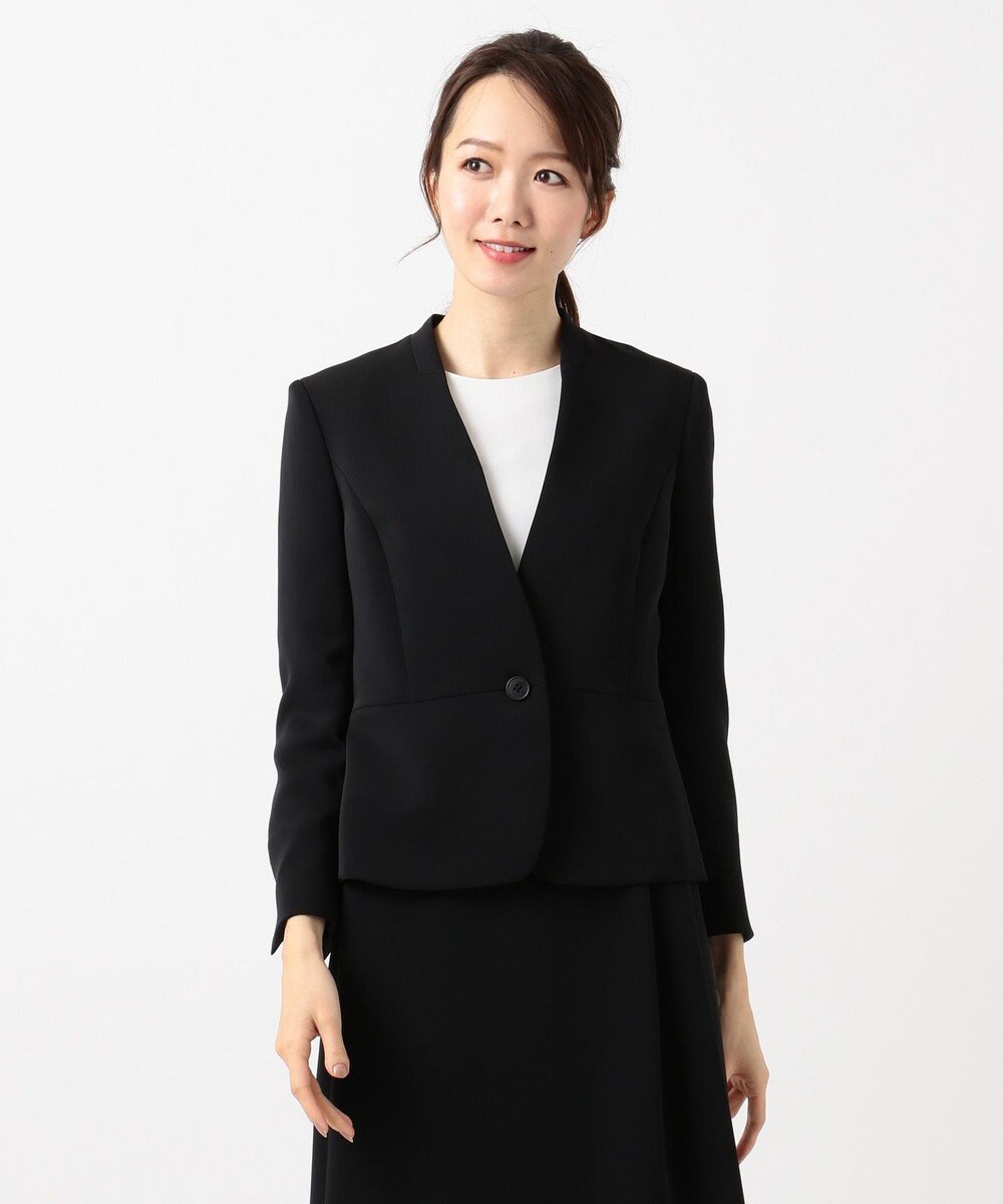 J.PRESS LADIES S 【ニオイ菌抑制】洗えるヴィーナスダブルクロス ノーカラージャケット 