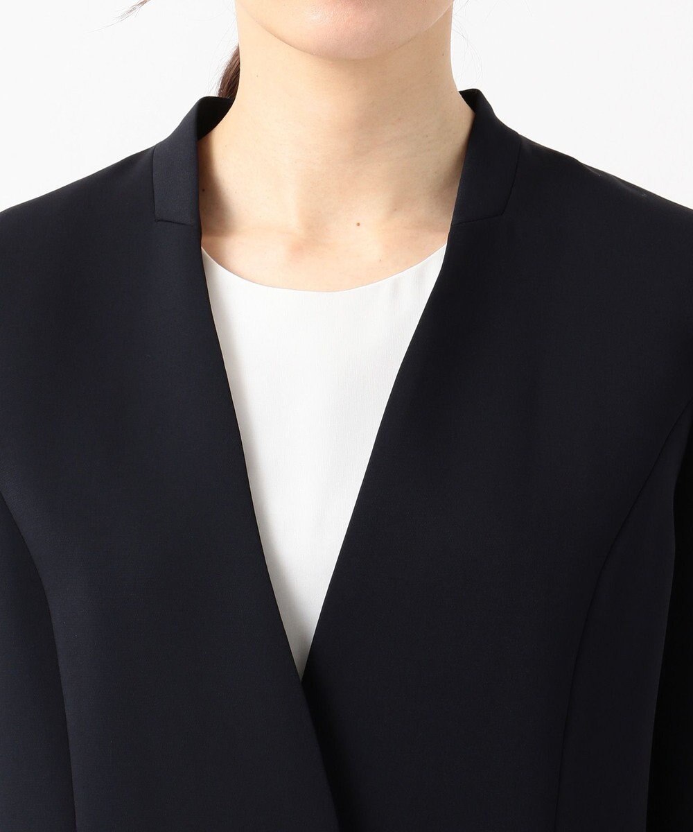 J.PRESS LADIES S 【ニオイ菌抑制】洗えるヴィーナスダブルクロス ノーカラージャケット 