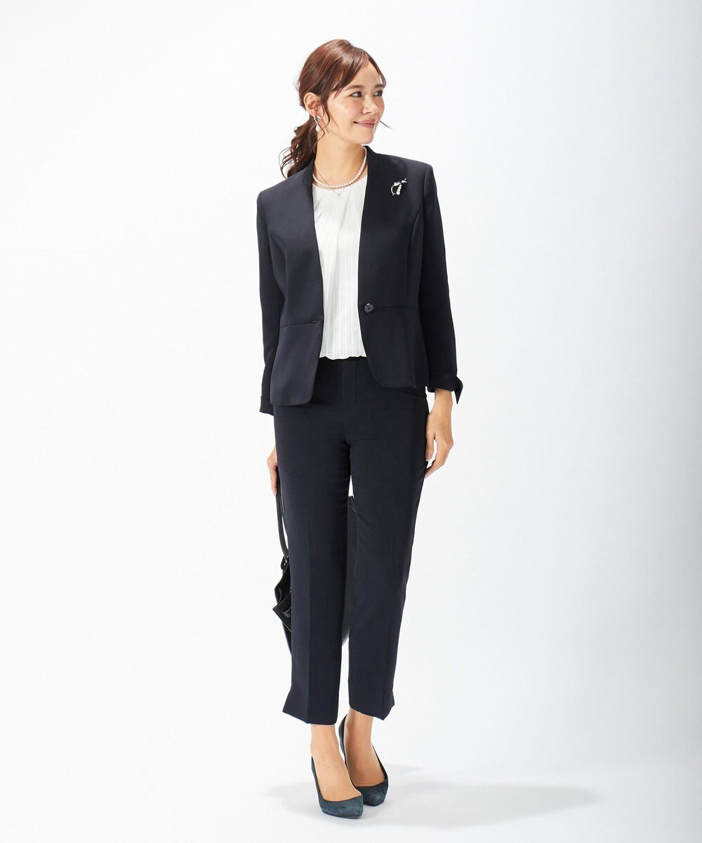 J.PRESS LADIES S 【ニオイ菌抑制】洗えるヴィーナスダブルクロス ノーカラージャケット 