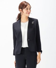 J.PRESS LADIES S 【ニオイ菌抑制】洗えるヴィーナスダブルクロス ノーカラージャケット