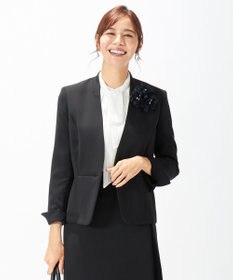 J.PRESS LADIES S 【ニオイ菌抑制】洗えるヴィーナスダブルクロス ノーカラージャケット