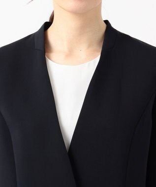 J.PRESS LADIES S 【ニオイ菌抑制】洗えるヴィーナスダブルクロス ノーカラージャケット ネイビー系