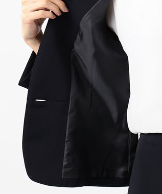 J.PRESS LADIES S 【ニオイ菌抑制】洗えるヴィーナスダブルクロス ノーカラージャケット ネイビー系