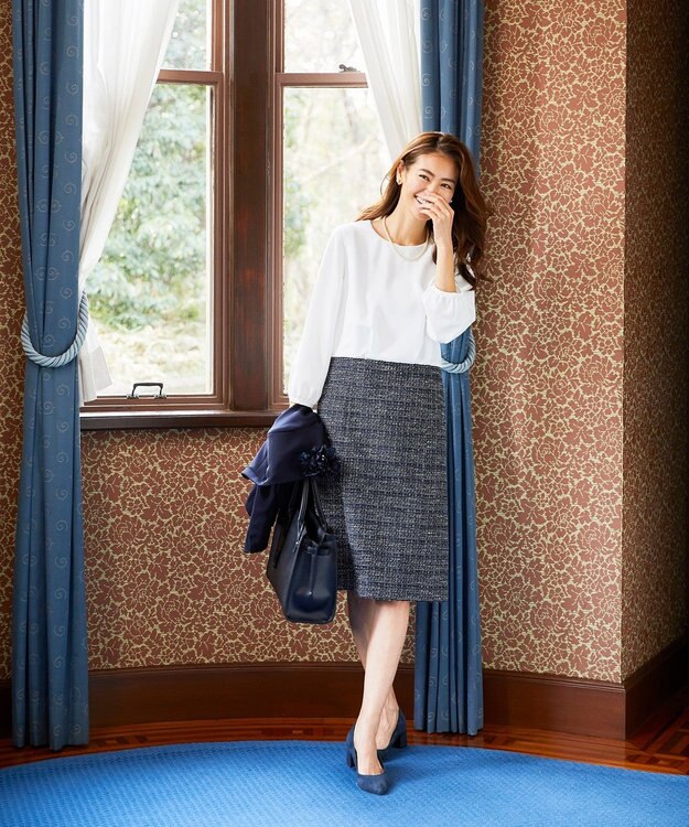 J.PRESS LADIES S 【ニオイ菌抑制】洗えるヴィーナスダブルクロス ノーカラージャケット ネイビー系