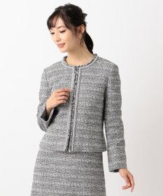 J.PRESS LADIES S 【セットアップ対応】ファンシーツイード ノーカラージャケット