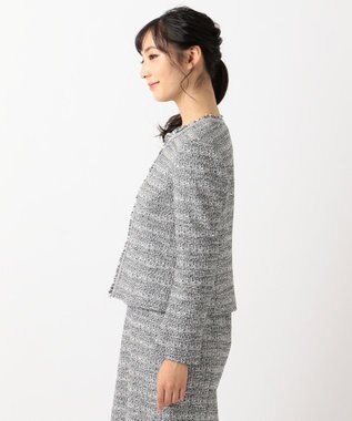 J.PRESS LADIES S 【セットアップ対応】ファンシーツイード ノーカラージャケット ホワイト系