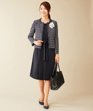 J.PRESS LADIES S 【セットアップ対応】ファンシーツイード ノーカラージャケット ネイビー系1