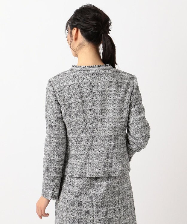 J.PRESS LADIES S 【セットアップ対応】ファンシーツイード ノーカラージャケット ホワイト系