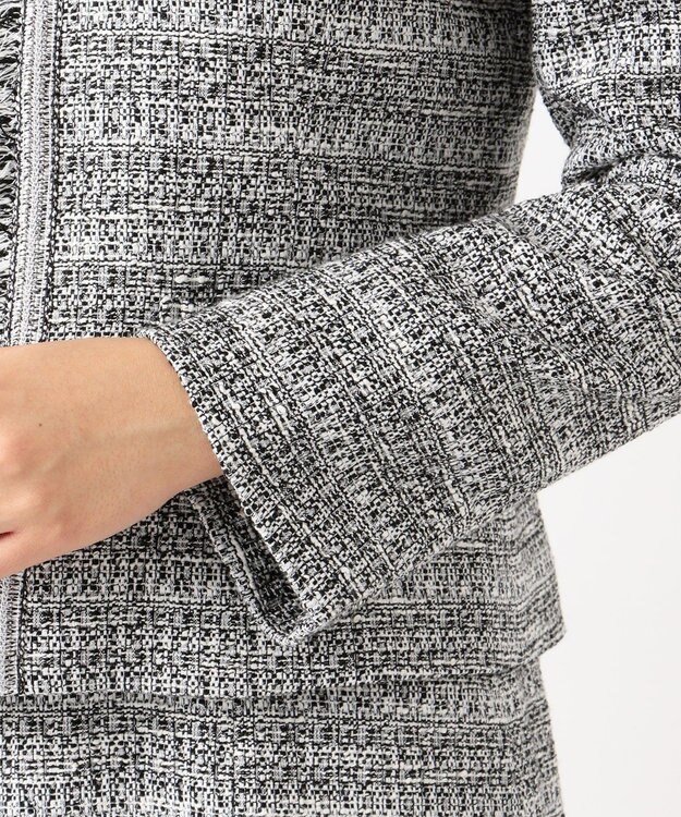J.PRESS LADIES S 【セットアップ対応】ファンシーツイード ノーカラージャケット ホワイト系