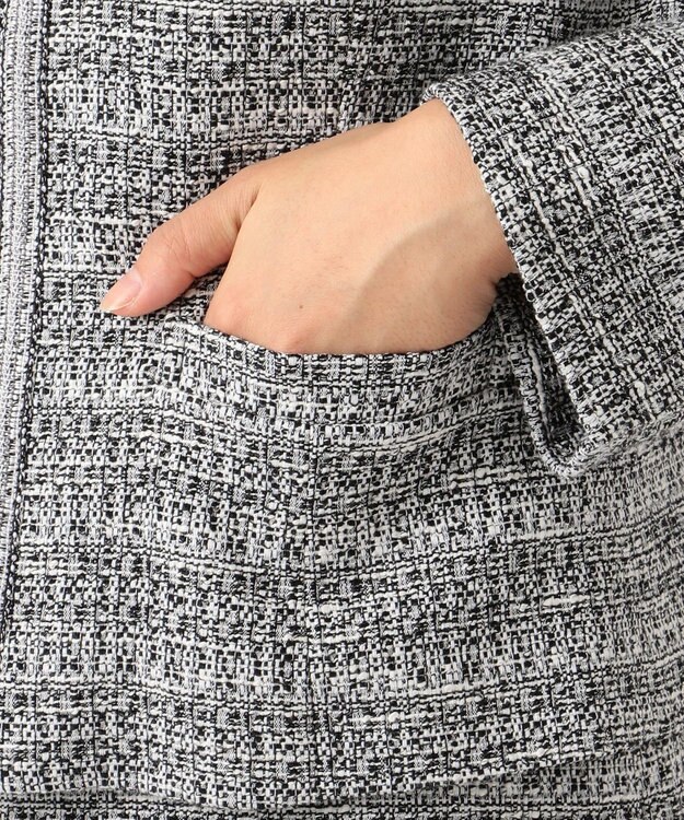 J.PRESS LADIES S 【セットアップ対応】ファンシーツイード ノーカラージャケット ホワイト系