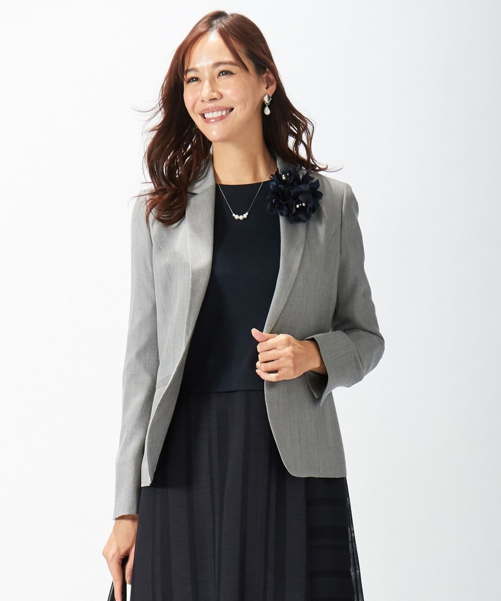 【オンワード】 J.PRESS LADIES>ジャケット/アウター 【セットアップ対応】シルクレーヨンスーティング テーラードジャケット グレー 7 レディース 【送料無料】