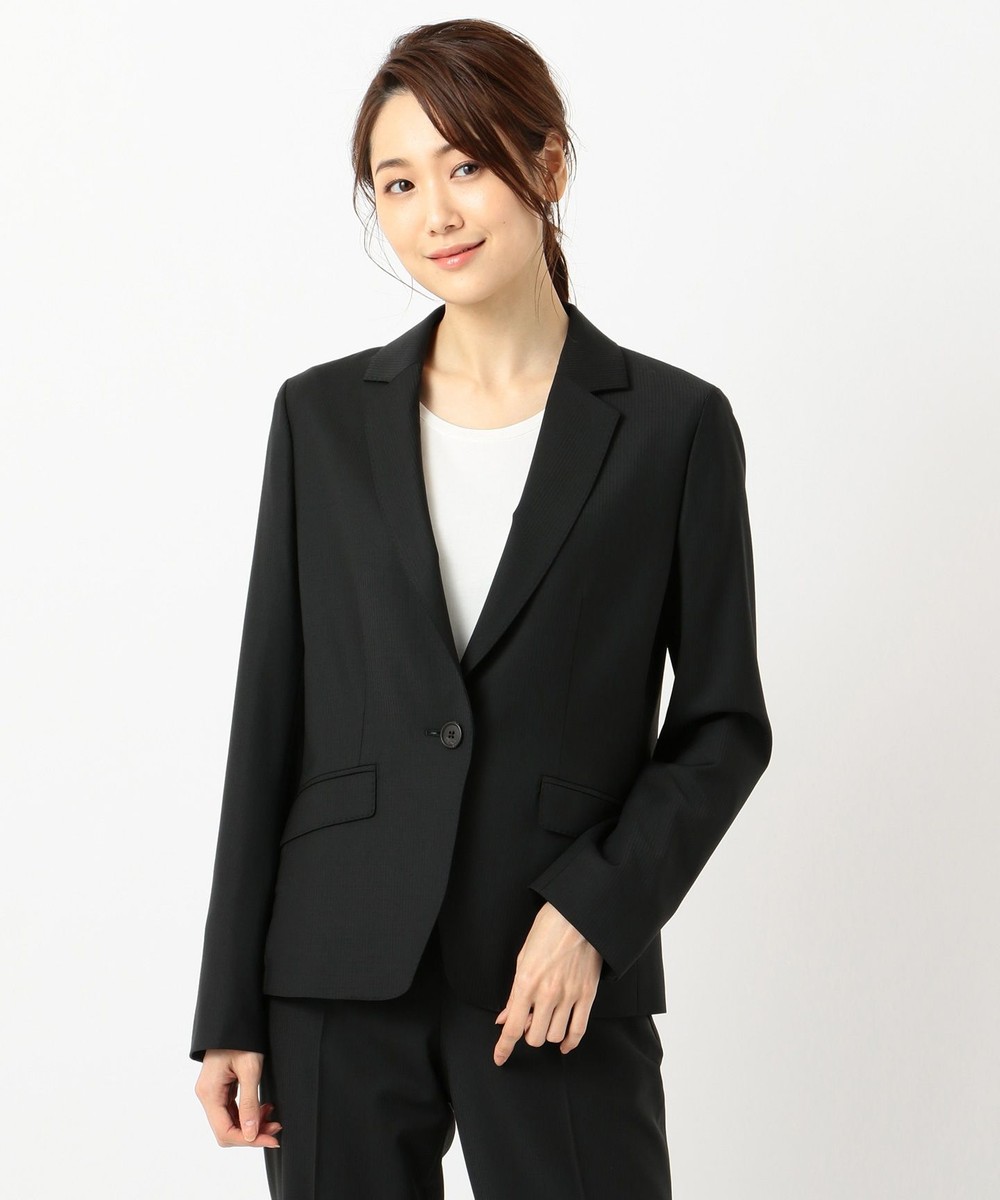 【オンワード】 J.PRESS LADIES S>ジャケット/アウター 【スーツ】BAHARIYEストライプorチェック テーラードジャケット ブラックストライプ P5 レディース 【送料無料】