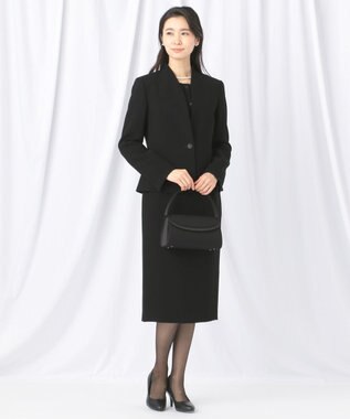 自由区 FORMAL 【ストレッチ素材】NOIE15平二重 ノーカラージャケット ブラック系