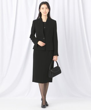 自由区 FORMAL 【ストレッチ素材】NOIE15平二重 ノーカラージャケット ブラック系