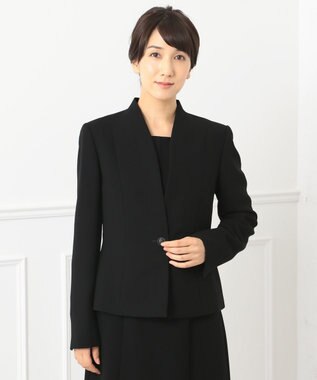 自由区 FORMAL 【ストレッチ素材】NOIE15平二重 ノーカラージャケット ブラック系