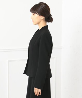 自由区 FORMAL 【ストレッチ素材】NOIE15平二重 ノーカラージャケット ブラック系