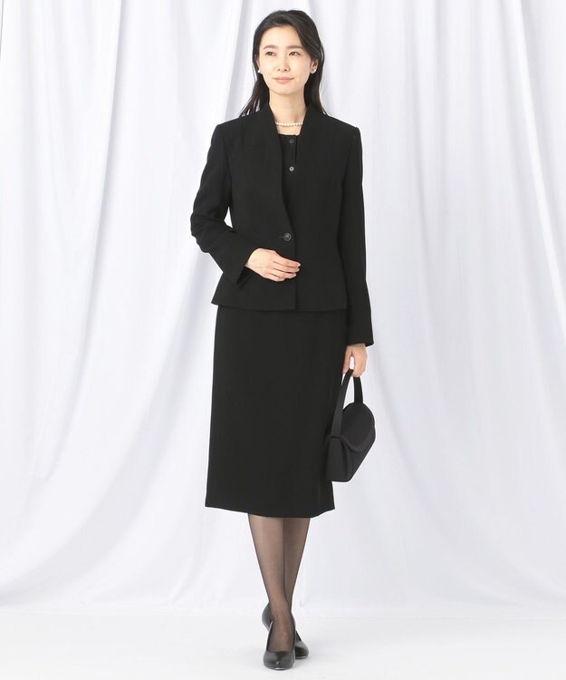 自由区 FORMAL 【ストレッチ素材】NOIE15平二重 ノーカラージャケット ブラック系