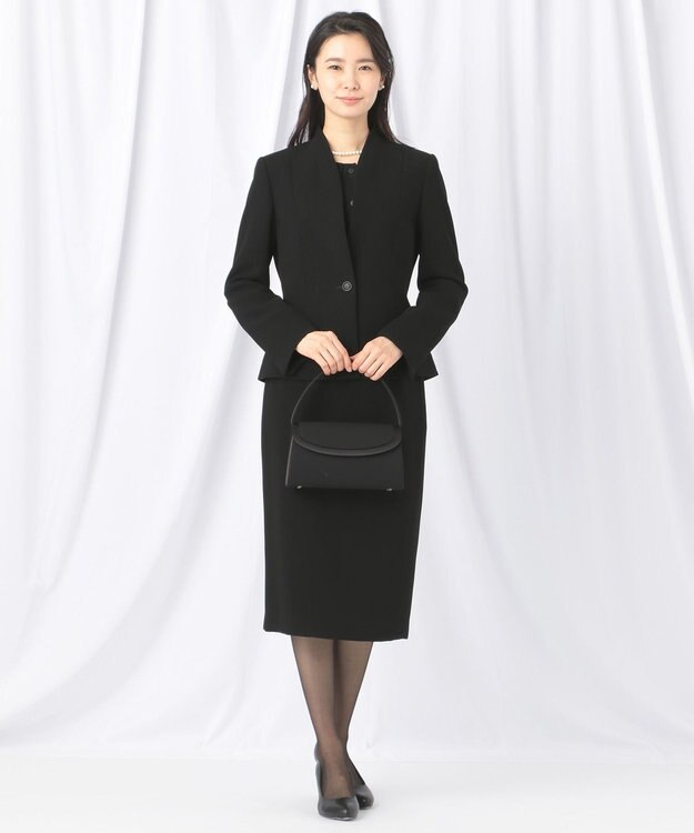 自由区 FORMAL 【ストレッチ素材】NOIE15平二重 ノーカラージャケット ブラック系