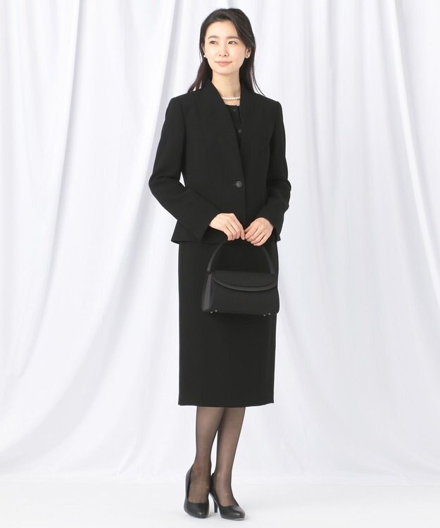 自由区 FORMAL 【ストレッチ素材】NOIE15平二重 ノーカラージャケット ブラック系