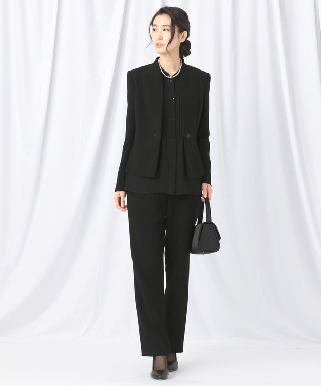 自由区 FORMAL 【ストレッチ素材】NOIE15平二重 ノーカラージャケット ブラック系